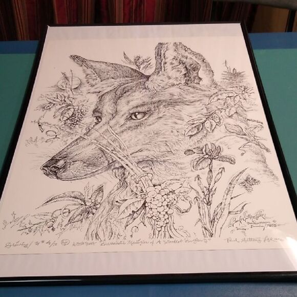 Paul Anthony Lee Surrealistic Memories 1975 Black and White Fox Art Print - Picture 1 of 7